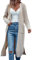 Saodimallsu Lange Strickjacke Pullover für Damen Rippenstrick vorne offen Langarm überdimensioniert Herbst lässig Mantel mit Taschen Beige XL