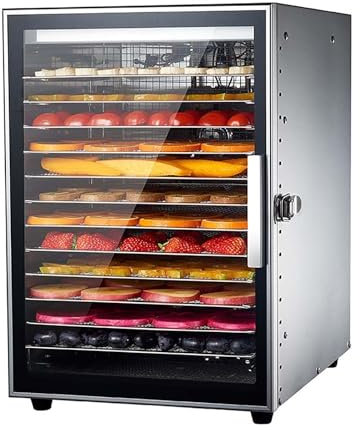 Deshidratador De Alimentos Comercial, Secador De Frutas Y Verduras De 12 Bandejas, Control De Temperatura De 20 A 90 °, Temporizador De 24 Horas, Diseño De Ventilador Doble, For Secar Frutas, Carnes Y