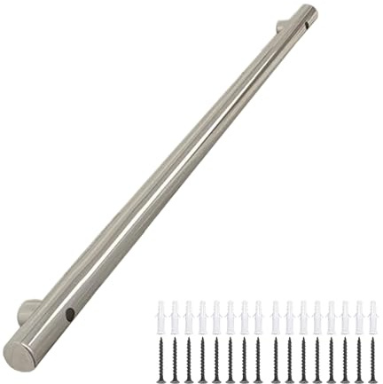 DMCHENGMA Haltegriffe für drinnen und draußen, Handläufe aus silbernem Metall und Edelstahl mit runden Rohren für Treppengeländer, Stützstange für Treppengeländer und Flurgeländer(60cm)