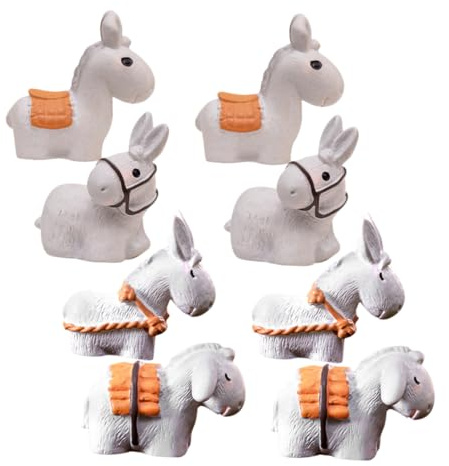 TOPBATHY Lot De 8 Mini Figurines D'âne en Résine, Assortiment Créatif De Petits Ânes Miniatures, Décorations De Ferme DIY, Ornements Animaux pour Jardin, Bureau Et Micro-Paysage