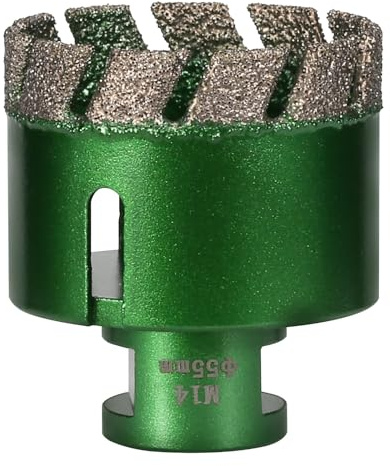 Vearter 55 mm Diamond Core Drill Bit, M14 Thread Connection Masonry Hole Saw, Vacuum Brazed Hollow Hole Cutter for Tile, Marble, Granite, Porcelain, Concrete, Quartz Stone