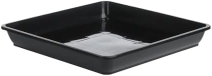 SHBHWS Blumentopf-Untersetzer 5 Stück Kunststoff quadratisch Indoor Outdoor Kunststoff Tablett Untertassen Tropfschalen Pflanzen Untersetzer Blumentopf-Untersetzer Eckig(Black-25.6x25.6cm)