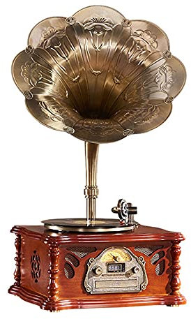 CAFIEDR Giradischi Vintage, Giradischi retrò grammofono Altoparlante subwoofer Giradischi con Altoparlanti integrati 33/45 velocità Wireless Bluetooth USB/FM Decorazione per la casa