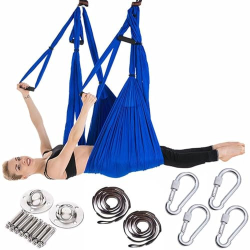PLOTSAGE Aerial Pilates Swing, Aerial Yoga Hammock, Nylon Fabrics Swing Sling, Anti-Gravity Durable Aerial Silks, with Carry Bag And Extension Straps,K