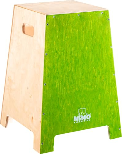 Nino Percussion Cajon Trommelkiste Stapelbar, Grün (NINO991GR) | Musikinstrument für Kinder ab 3 Jahren, 32 x 44 x 32 cm, Schlagfläche Baltische Birke