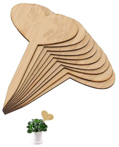 A Set of 25 Wooden T-Shaped Plant Labels, Perfect for Marking Herbs, Seeds, Flowers, and Vegetables, Durable Garden Labels (10cm/3.9 Long, 6cm/2.4)（Love Shape）