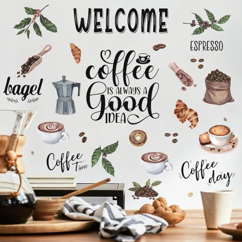 HPNIUB Coffee Always Good Idea Espresso Bagel Wandtattoo Küche Café Deko