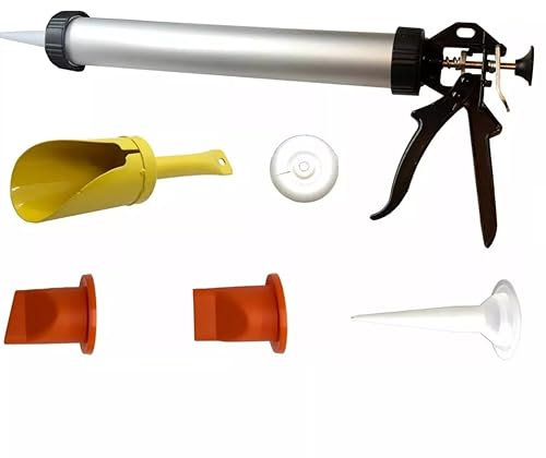 Mortar & Grouting Gun Set – Heavy Duty Cement Applicator for Brickwork, Tile Gaps & Patio Repointing | Includes Straight, Angled & Grouting Nozzles | DIY & Professional Use