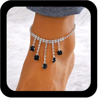 Wendalern Boho Tennis Knöchel Armband Für Frauen Silber Strass Teardrop Quaste Fußkettchen Diamant Cz Tennis Knöchel Kette Sommer Strand Fußschmuck