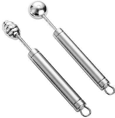 HOMOBABE 2pezzi Cucchiai Per Frutta Acciaio Inossidabile Melon Baller e Scavino Per Decorazioni Culinarie e Dessert Facile Da Pulire e Ergonomico Per La Cucina
