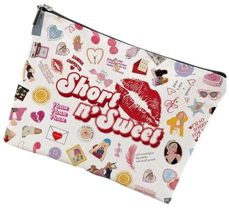 Lay Flat Makeup Bag, Sabrina Carpentar Make up Bag Design Design for Easy Access, Durable Polyester Cosmetic Bag, Toiletry Bag Womens Birthday Mother's Day Nurse Graduation Music Lover Gifts