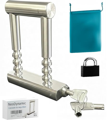 NeoDynamic | Candado rejas ballesta | Candado puerta exterior 5 posiciones | De regalo un candado pequeño y bolsa de transporte
