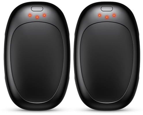 Jonwall Calentadores de Manos Recargables 2 Piezas, Eléctricos Reutilizables con USB, Portátiles de Bolsillo con 3 Niveles de Calor, Hombres y Mujeres Camping Golf (Negro)
