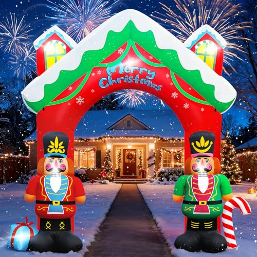 Evoio Cascanueces inflable gigante de 9 pies para decoración al aire libre, cascanueces inflable de Navidad con luces LED, decoraciones de Navidad inflables para patio delantero, entrada, césped