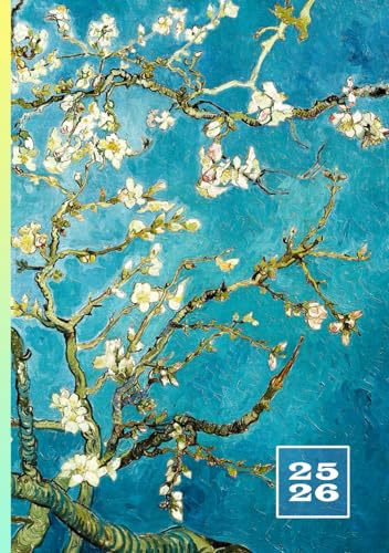 Lehrerplaner 25 – 26: Schulplaner für Lehrer ab September 2025 bis August 2026 | A5 Lehrerkalender mit Platz für Wochennotizen, Noten, Namen, Kontakte ... | Schuljahresplaner Van Gogh Mandelblüten