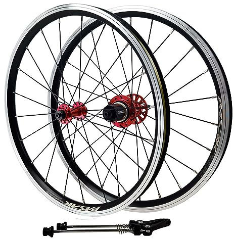 Hopfällbar cykelhjulset, 406/451 hjulset, framhjul 74 mm, bakhjul 130, 20-tums V-broms dubbelväggiga aluminiumfälgar(406 Red,100/130)