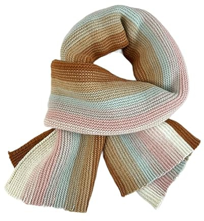 Kashmirscarf， 180 * 25CM 1/2ST Marinblå Regnbågsrandiga Ullhalsdukar Söt Vinterhalsduk(Pink Gradient)