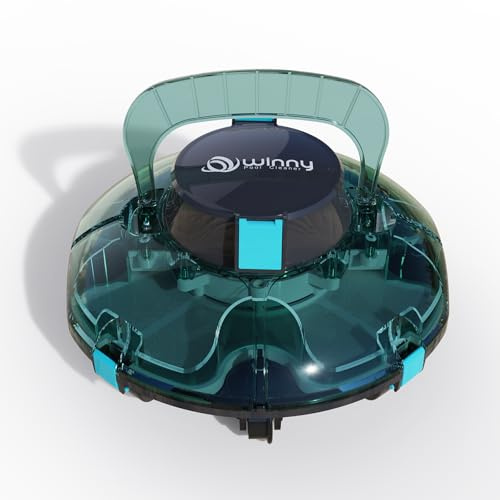 (2026 Upgrade) Cordless Robotic Pool Cleaner, Lasts 80 Min, Automatic Vacuum for Above-Ground Pools up to 650 Sq.ft,Portable, Self-Parking (Transparent Green)