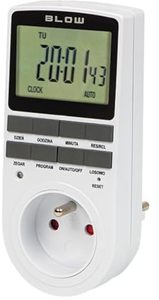 Blow Interruptor de tiempo digital con pantalla LCD programable enchufe temporizador 16 opciones de día 10 programas energía gestión niños bloqueo batería de respaldo