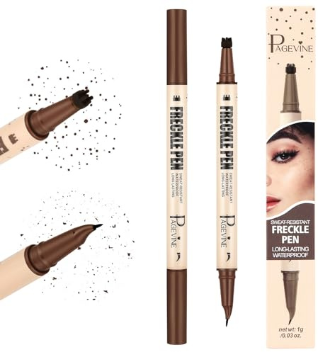 BUTBU Stylo double pointe pour taches de rousseur naturelles, simulation imperméable de taches artificielles, tampon pour 5 points sur le visage, stylo eye-liner （#04 RICH）