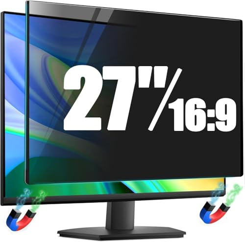 27 Inch Computer Magnetic Privacy Screen Filter for 2716:9 Aspect Ratio Widescreen Monitor,Eye Protections Anti Glare Blue Light Blocking Film,Anti Spy Screen Protector PC Monitor Privacy Filters