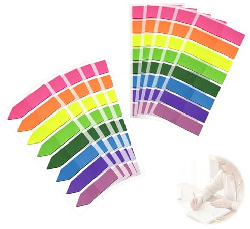 Lot de 2000 marqueurs de page autocollants, 8 couleurs assorties, notes adhésives réutilisables, parfaits pour marquer et mettre en évidence les pages de livres, repositionnables sans résidu