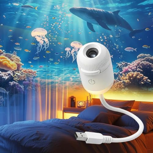 2-in-1 Galaxy Projector, Plug and Play Hd Star Projector | Ocean Projector 360° Adjustable USB, HD Smart Plug Play Star Projector, 5D Holographic Night Light Projectors