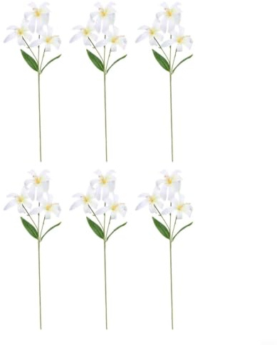 EffiFish Bouquet di gigli artificiali, 60 cm, realistici, in plastica, per decorazione di matrimoni, ufficio, tavolo, centrotavola, casa, giardino, composizione (bianco)