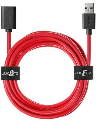 JuicEBitz® 1m 22AWG USB 2.0 Male to Female AM-AF High Speed Extension Data Charger Cable Lead (Red)
