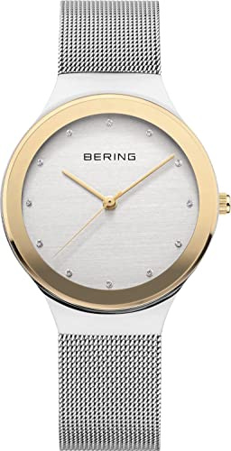 Bering Damen Quarz Uhr | Armbanduhr 34 mm Edelstahlgehäuse und Zifferblatt | Milanaisearmband | Saphierglas | 3 ATM | 12934
