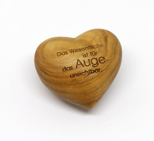 Thankgoods Herz Handschmeichler aus Obstholz - Einzigartiges Geschenk mit Gravur 'Das Wesentliche ist für das Auge unsichtbar'