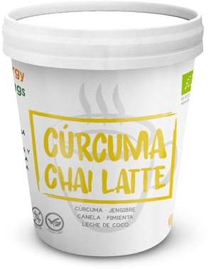 Energy Feelings Cúrcuma Chai Latte Ecológico, Cúrcuma en Polvo con Jengibre y Pimienta, Apto para Veganos, Sin Lactosa, Sin Gluten, 250 gr