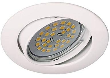 wonderlamp Pack x 10 unidades - Foco empotrable techo Basic Redondo, incluye Portalámparas GU10, Diámetro de 8,5 x 1,5 cm. Ojo de buey basculante 30°, Blanco