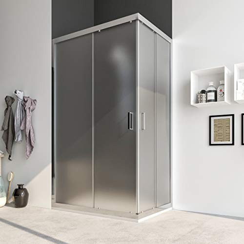 Box doccia cabina angolare 70 75 80 90 100 110 120 140 cm porta scorrevole vetro anticalcare 6mm ACACIA (80x100 cm, Vetro: OPACO
