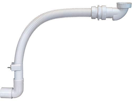 Purus Raumsparsiphon mit integriertem Membran Geruchsverschluss und flexiblem Abflussrohr, Kunststoff, Siphon-Set, Siphon, 1 Stück, 32 mm, 1 m, für Möbelwaschtisch oder behindertengerechte Waschtische