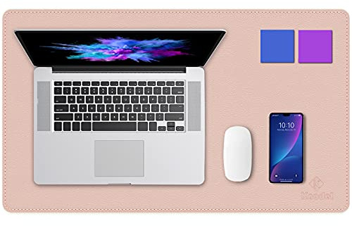 K Knodel Schreibtischunterlage, 90cm x 43cm PVC-Leder Tischunterlage, Wasserdichte Laptop Unterlage für Büro (Rosa)