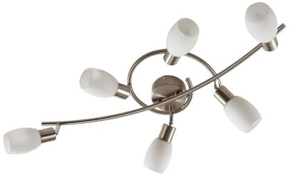 Ceiling Light 'Arda' dimmable (Modern) in Silver Made of Glass for e.g. Living Room & Dining Room (6 Light Sources, E14) from Lindby | floodlight, Spotlight