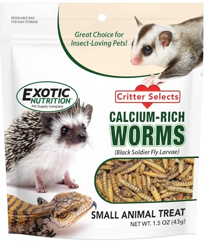 Exotic Nutrition Dried Black Soldier Fly Larvae (1.5 oz.) - High-Calcium Insect Treat - Chickens, Wild Birds, Hedgehogs, Bluebirds, Reptiles, Sugar Gliders, Opossums, Skunks, Lizards, Fish