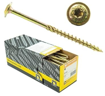 CT Lot de 50 vis à tête disque, à bois avec tête disque, jaunes, galvanisées, Torx TX (8 x 200 mm)