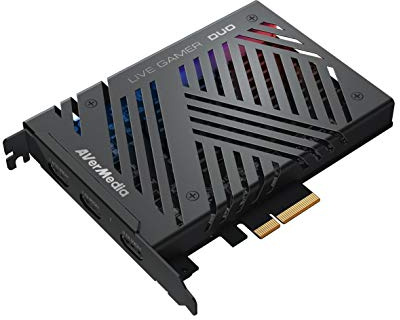 AVerMedia Live Gamer Duo - GC570D, 2 HDMI entrées, carte de capture vidéo 1080p 60fps non compressée, Pass-through 4K, fonctionne avec OBS, Noire
