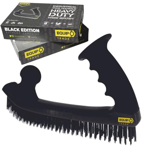 EQUIP TRADE Industrial Two Handle Heavy Duty Carbon Steel Wire Brush, Extreme Abrasive Cleaning, Extreme Two Handed Control, Black Edition Wire Brush