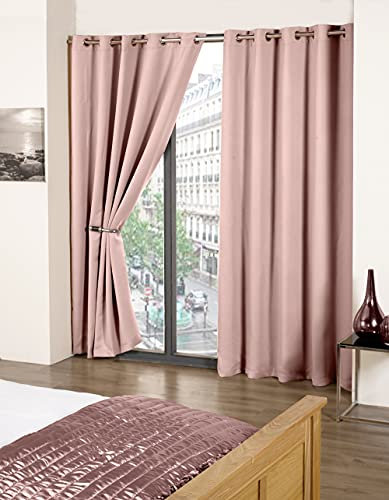 Emma Barclay – Blackout Curtains for Bedroom Living Room Thermal Insulated Woven Eyelet Blackout Curtains Cali Collection (90” x 90” Inch)(Blush Pink)