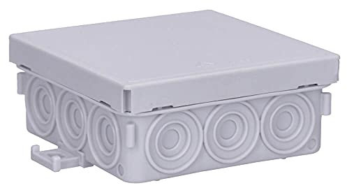 10 Stück Voxura Feuchtraum Aufputz-Verbindungsdose Abzweigdose Verteilerdose 85x85x37mm IP55 Abzweigkasten AP grau
