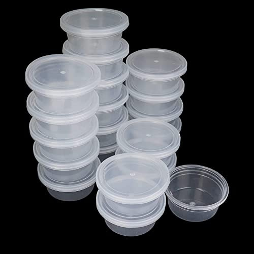 GZhaimai 50 Stk Slime Containers, Rund Mini-Kunststoffbehälter mit Deckel für Kleine Gegenstände Oder Andere Kleine Bastelutensilien Aufzubewahren