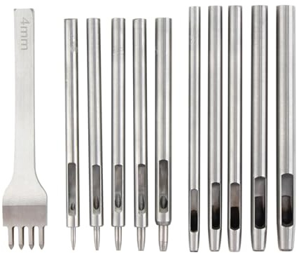 YUENTOEN 11Pcs Hollow Hole Punches Tool Set, Leather Hole Punch, Leather Working Tools for Watch Band Belt Rubber Paper, 0.5mm-5mm