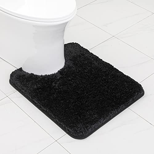 MIULEE Badematte Toilett Badteppich U Förmige rutschfest Schwarz 50x60 cm | Weiche Deko Matte Fußmatte Flauschig Teppich Waschbar Badteppich Badvorleger Badezimmerteppich für WC Badezimmer