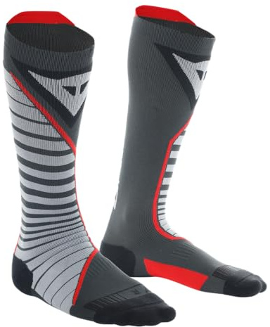 Dainese Thermo Long Socks, Motorrad Thermo Socken Lang Winter, für Damen und Herren, Schwarz/Rot, EU 45-47