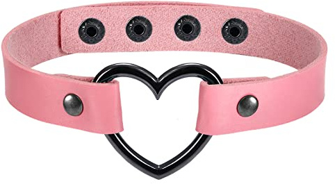 Flongo Tattoo Choker Leder Halsband Lederhalsband Damen, Leder Halskette Halsband Anhänger Choker Tattoo Kette Schwarz Blau Pink Rot Lila Weiß Silber Herz Gothic Punk Rock