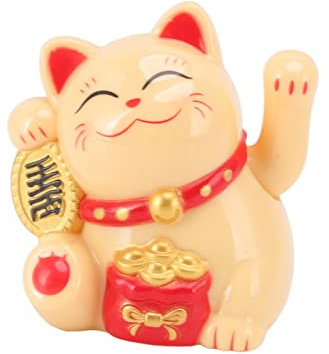 Fockety Gatto ondeggiante a energia Solare, Statua Solare del Gatto di Fortuna del Braccio ondeggiante del Gatto Fortunato Cinese di ricchezza, Gatto Fortunato di Fortuna del Braccio ondeg (Siediti
