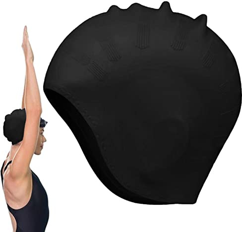 Kirdume Bain Adulte - Bain en Silicone pour Piscine - Bonnets Natation imperméables avec Protection des Oreilles, Bonnets Bain Extensibles pour, Femmes, Hommes